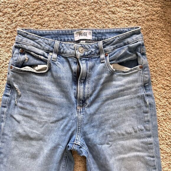 PAIGE Light Wash Sarah Straight ankle Distressed Jeans Size 27 - Picture 2 of 4